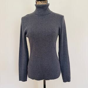Ann Taylor Womens Charcoal Gray Ribbed Classic Cozy Preppy Turtleneck Medium